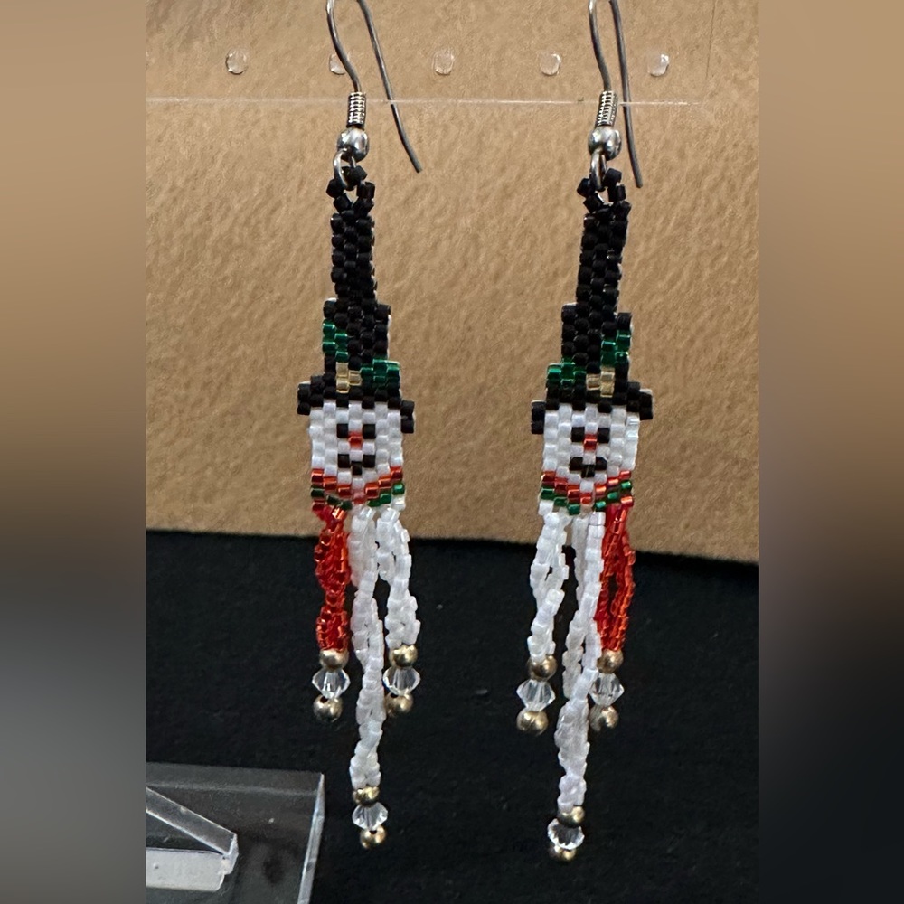 Handmade Beaded Snowman Earrings